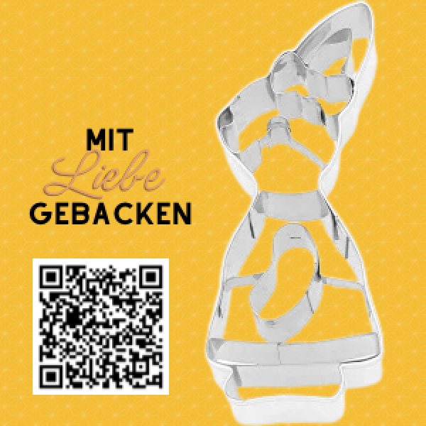 Häsin Paula Pünktchen im Kleid mit Schleife, Innenprägung, 8 cm , Edelstahl
